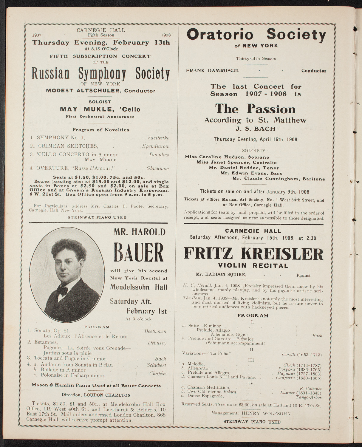 Russian Symphony Society of New York, January 30, 1908, program page 10