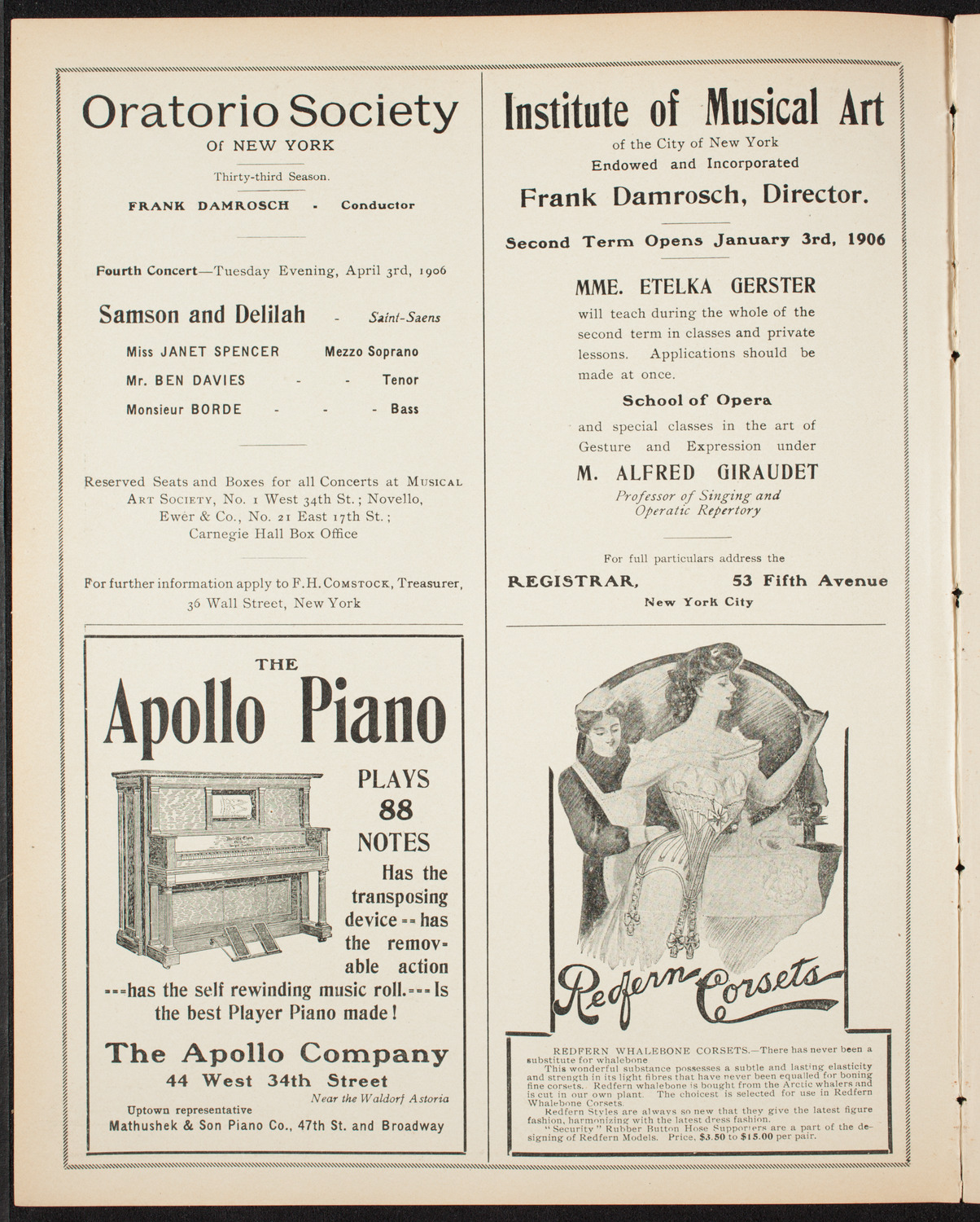 New York Philharmonic, March 3, 1906, program page 2