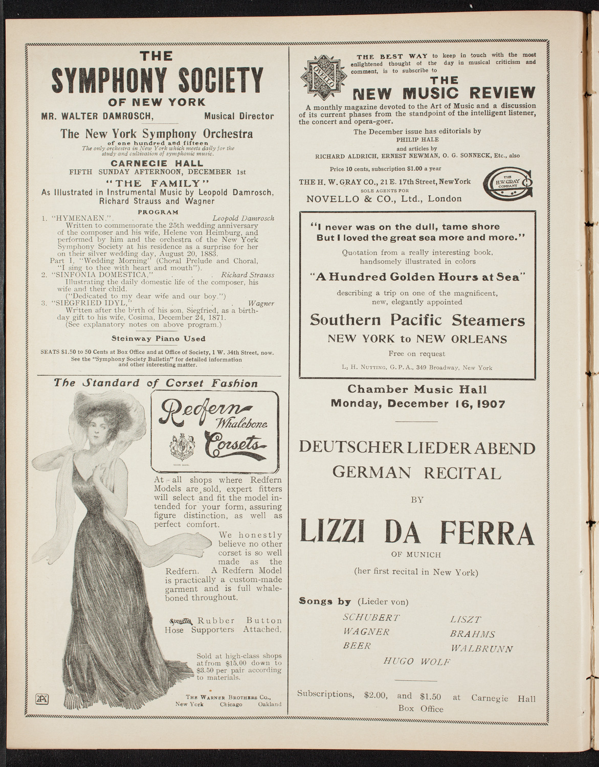 Josef Hofmann, Piano, November 30, 1907, program page 2