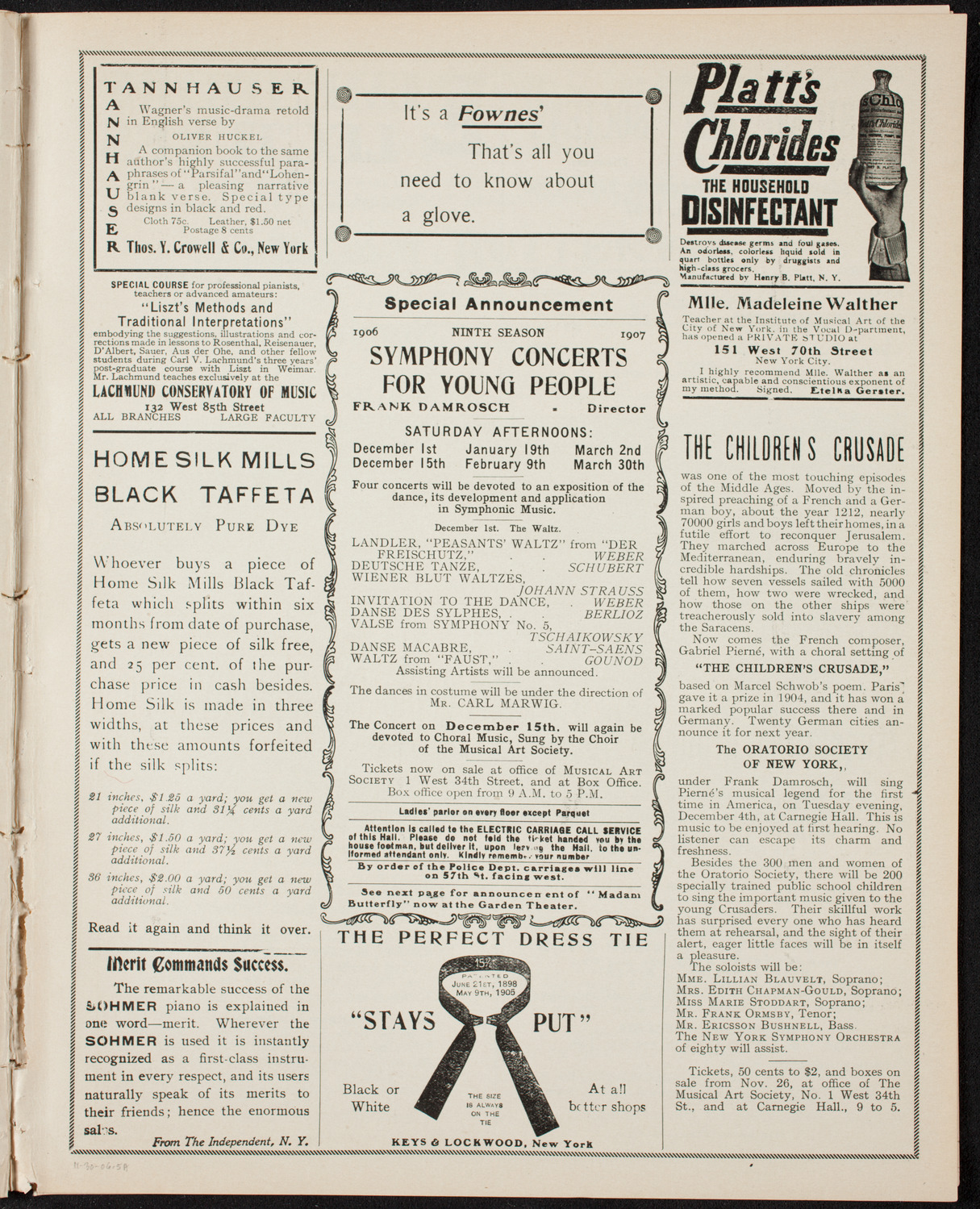 New York Philharmonic, November 30, 1906, program page 9