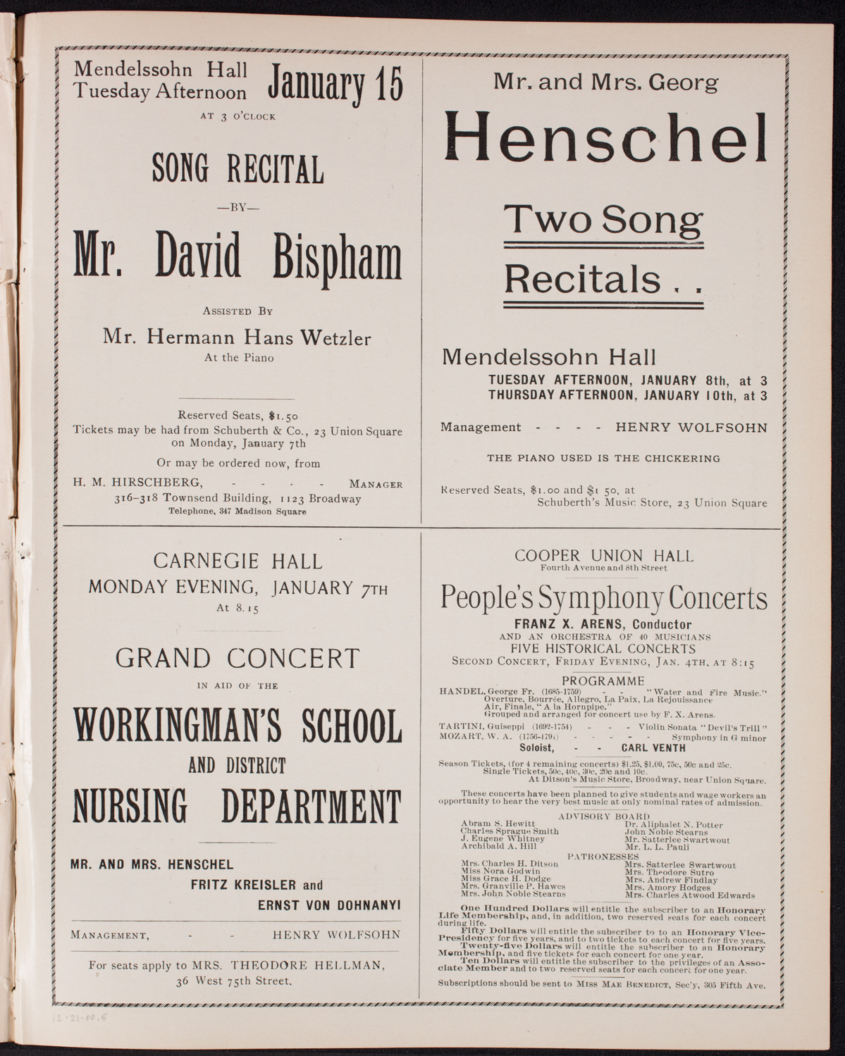 New York Philharmonic, December 21, 1900, program page 9