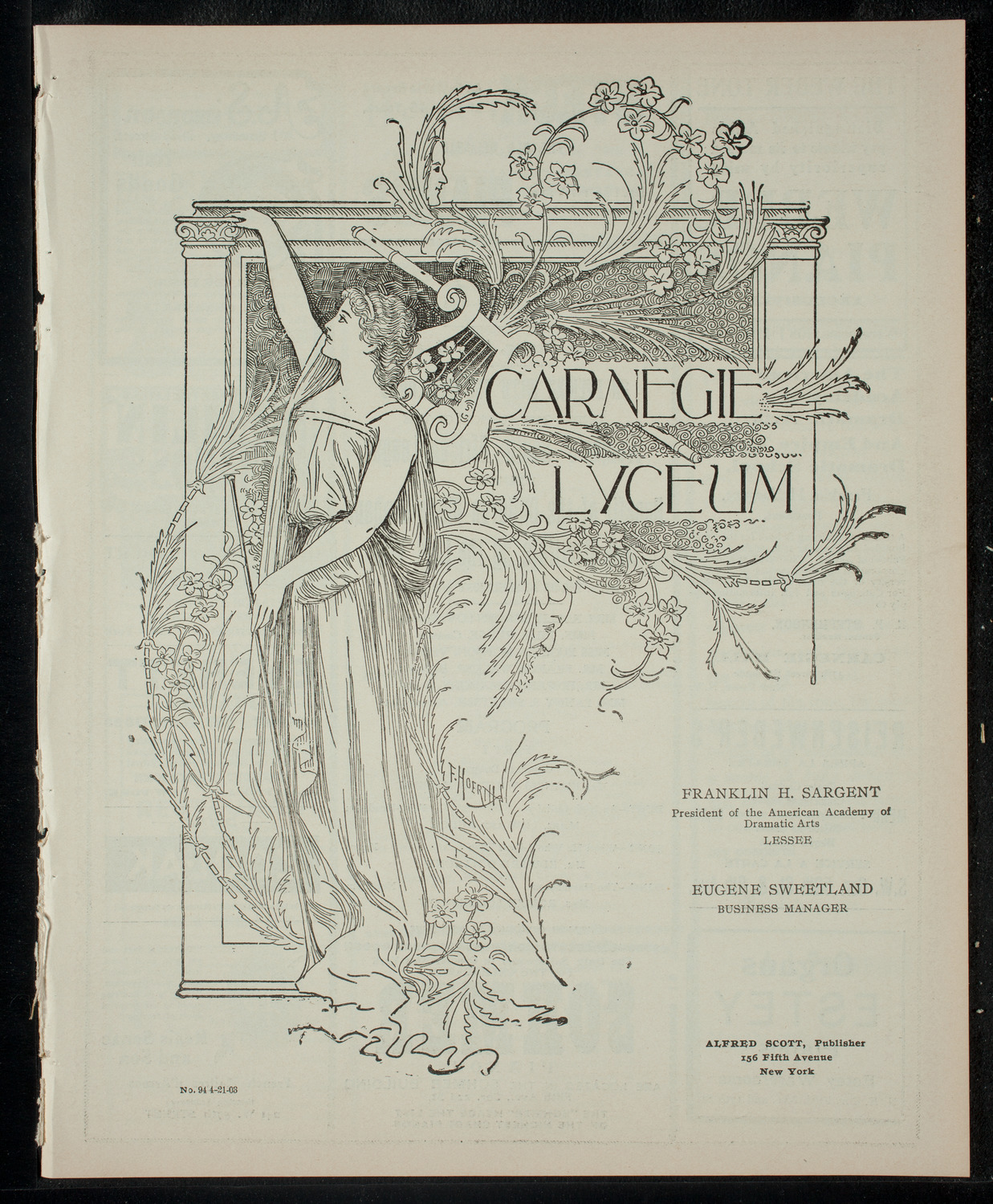 Evening with the Irish Arts, April 21, 1903, program page 1