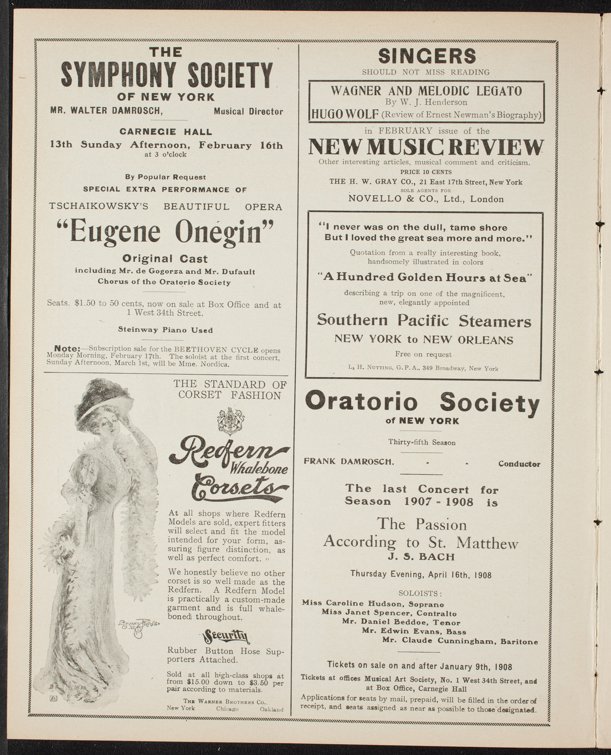 Russian Symphony Society of New York, February 13, 1908, program page 2