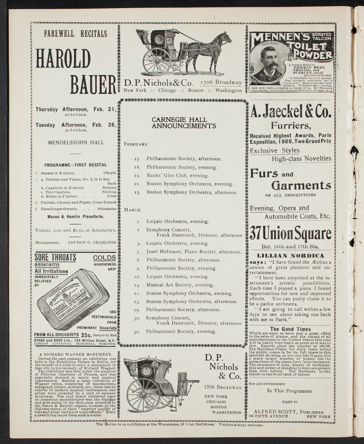 Pittsburgh Symphony Orchestra, February 12, 1901, program page 2