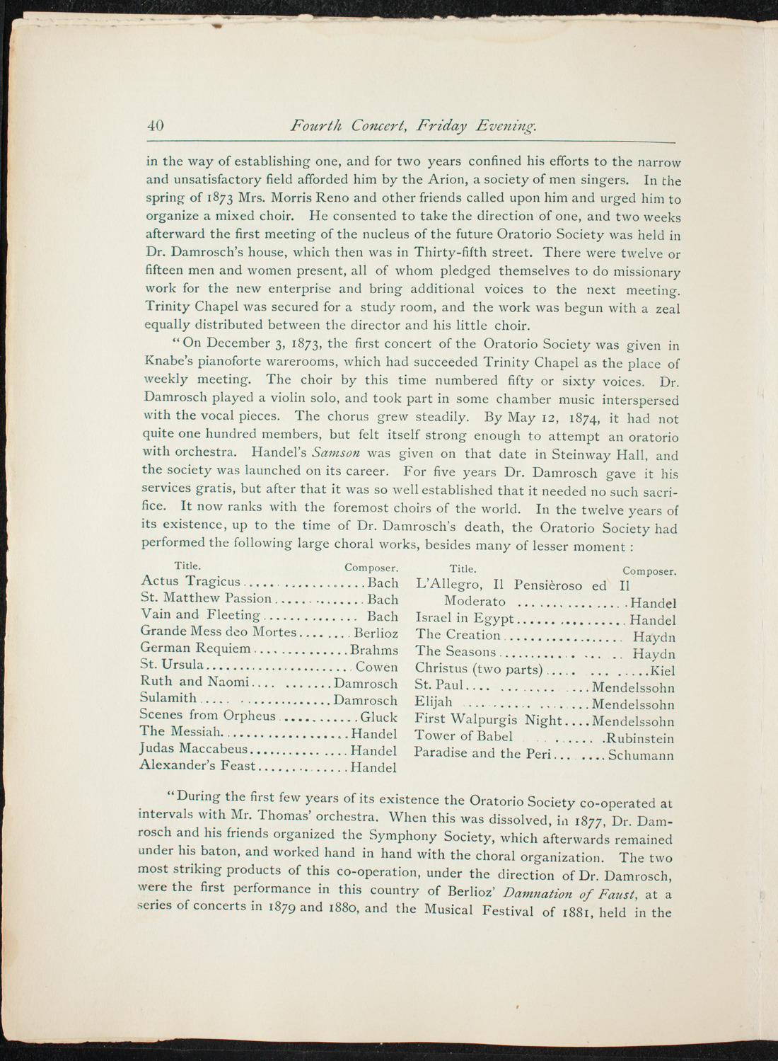 Opening Week Music Festival: Opening Night of Carnegie Hall, May 5, 1891, program notes page 56