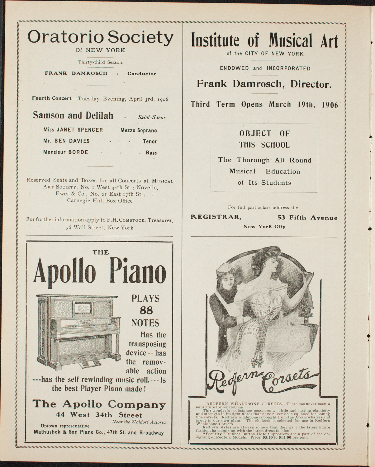 Musical Art Society of New York, March 8, 1906, program page 2