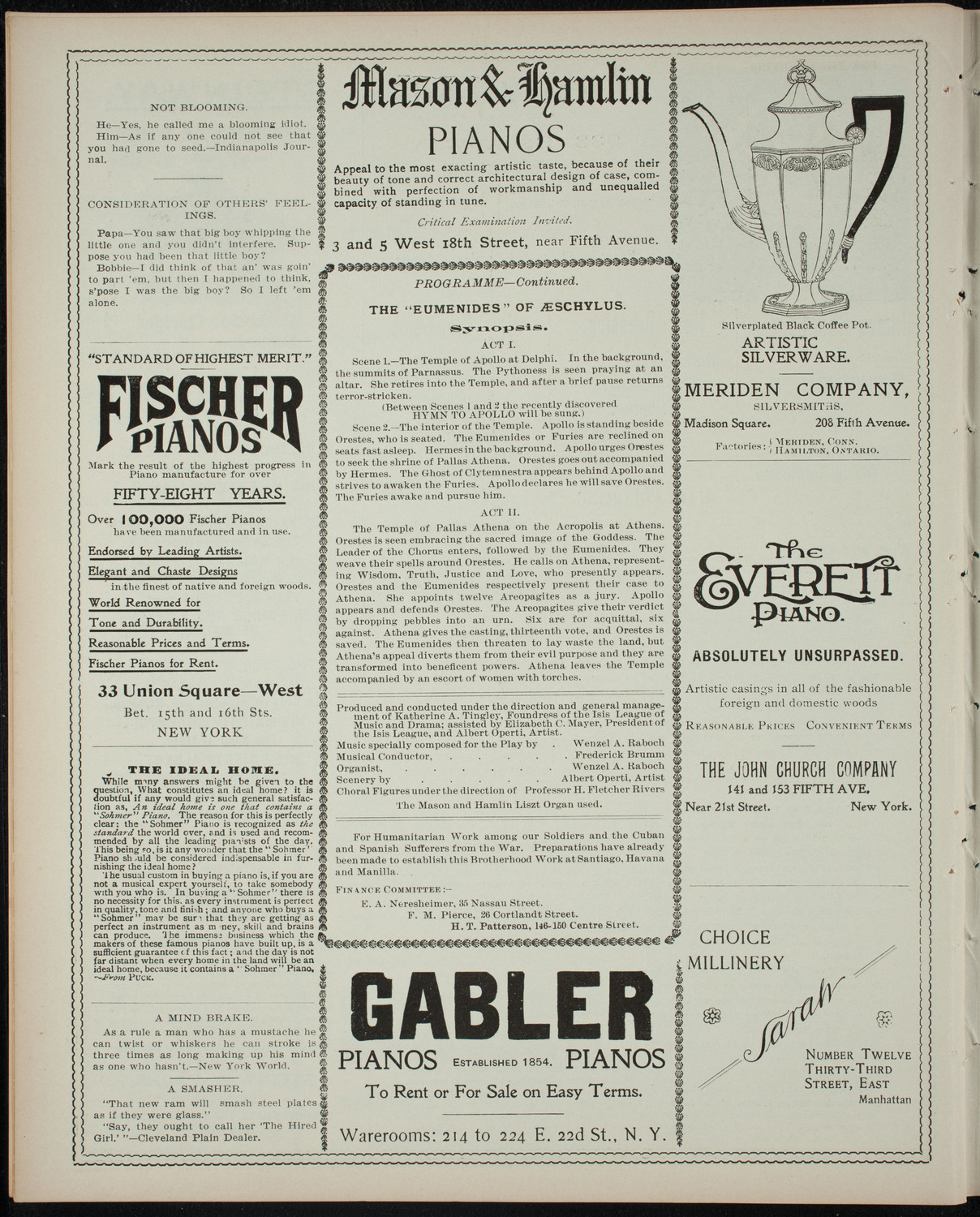 Isis League of Music and Drama Student Production, November 15, 1898, program page 6