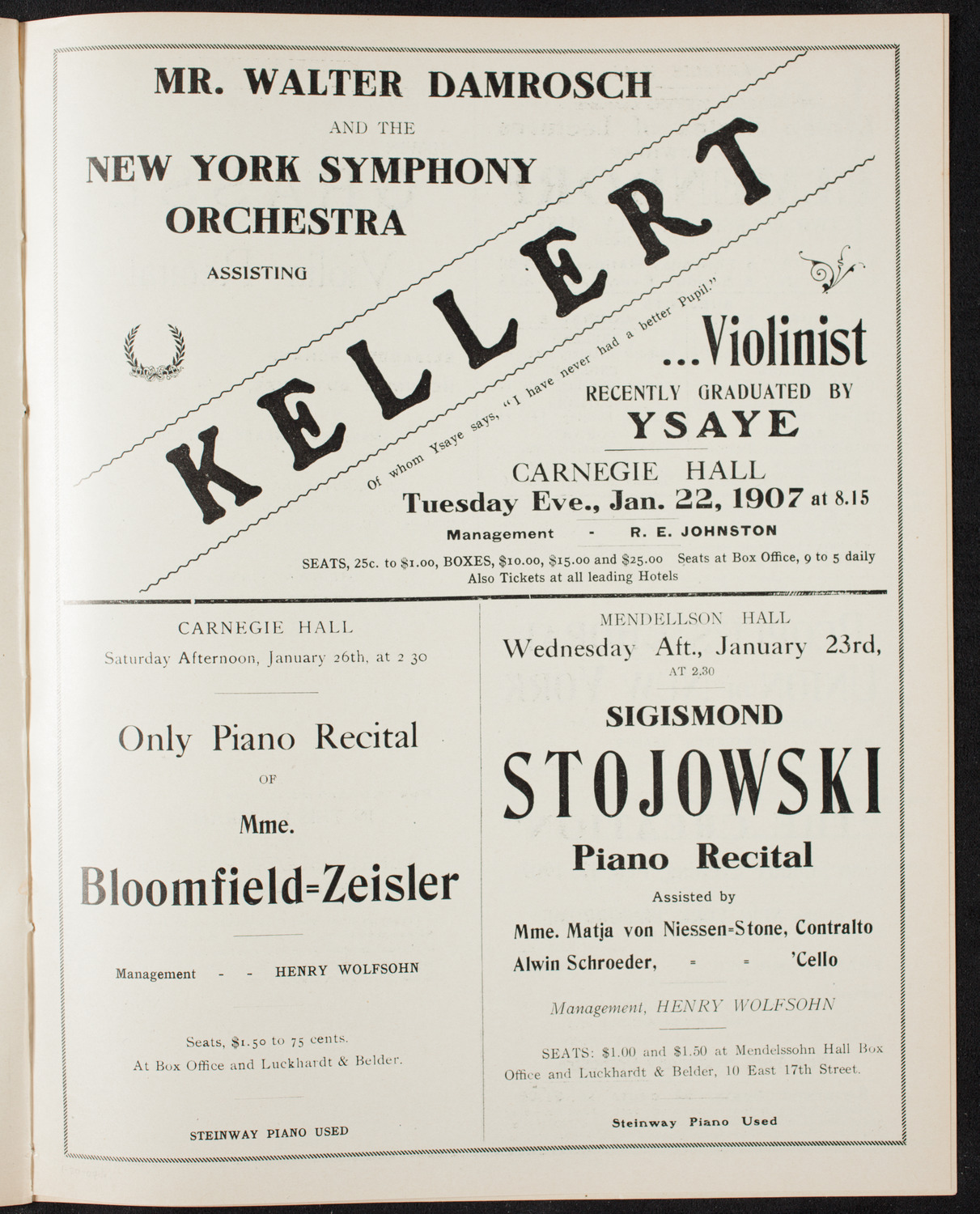 New York Symphony Orchestra, January 20, 1907, program page 11