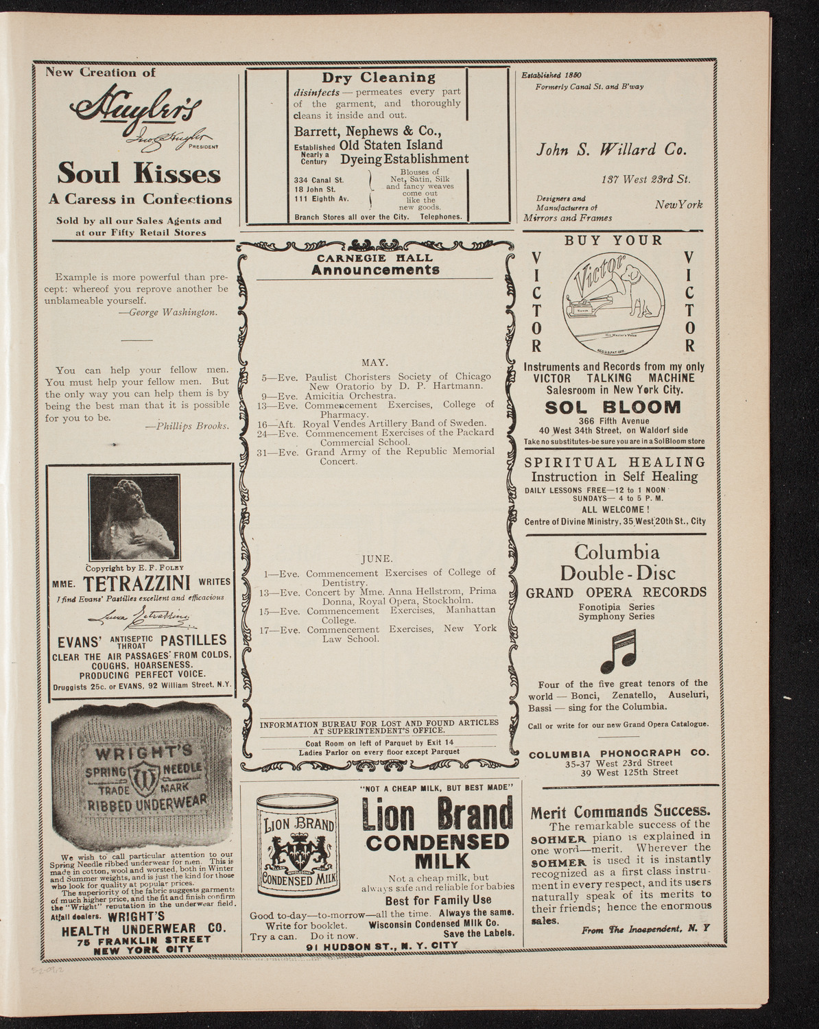 Benefit: Society of St. Vincent de Paul, May 2, 1909, program page 3