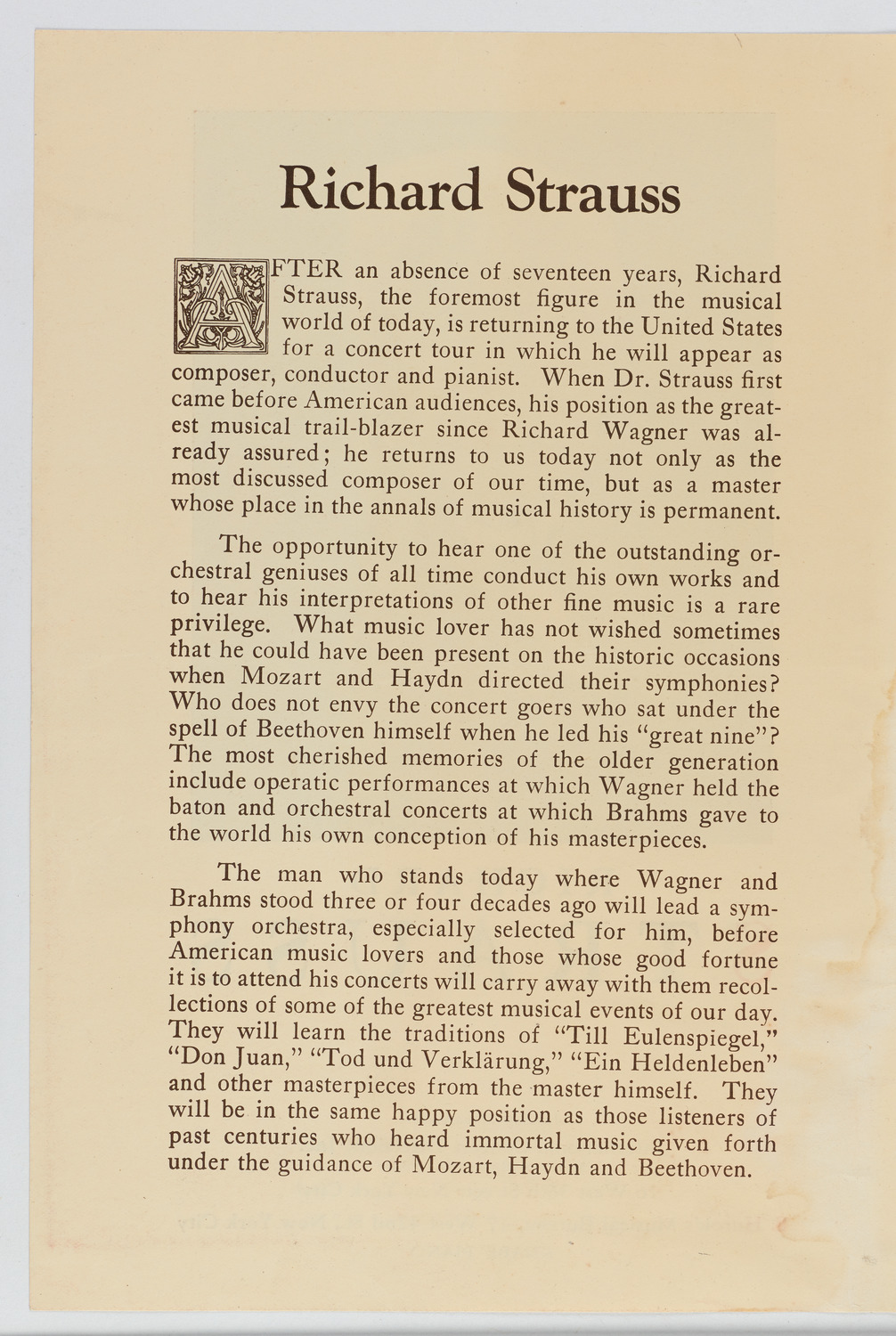 Richard Strauss with Philadelphia Orchestra, October 31, 1921