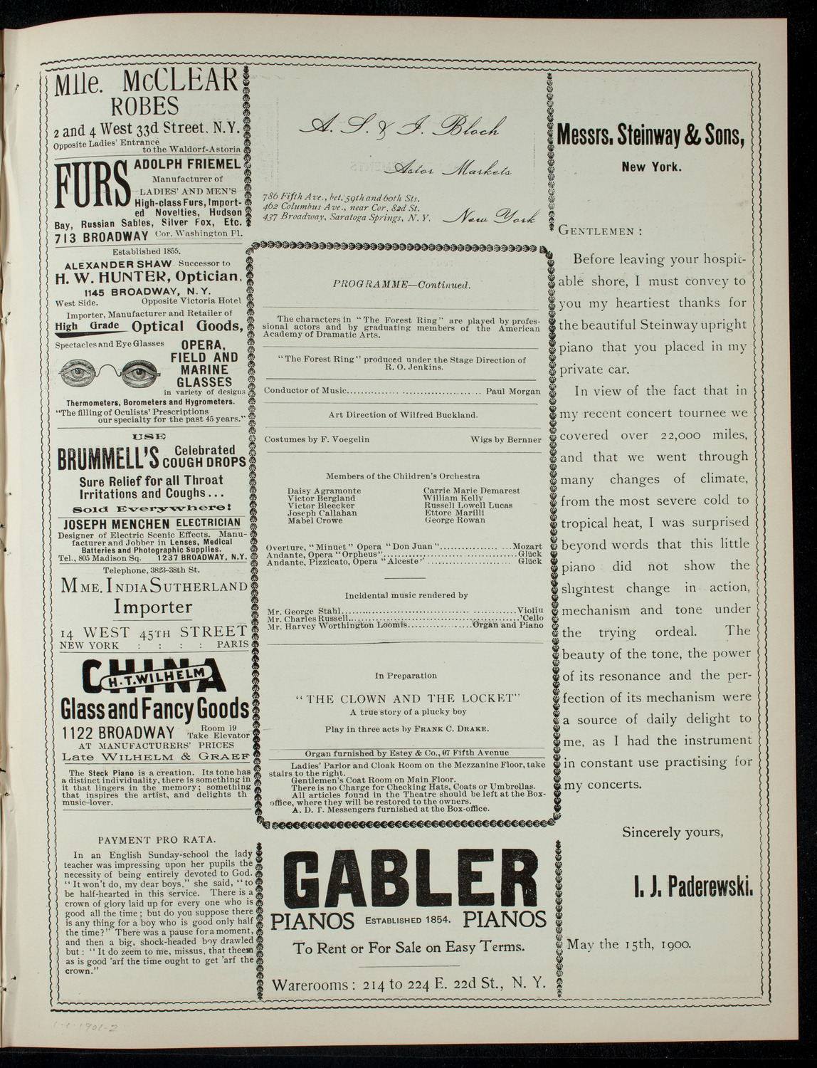 The Children's Theatre, January 1, 1901, program page 3