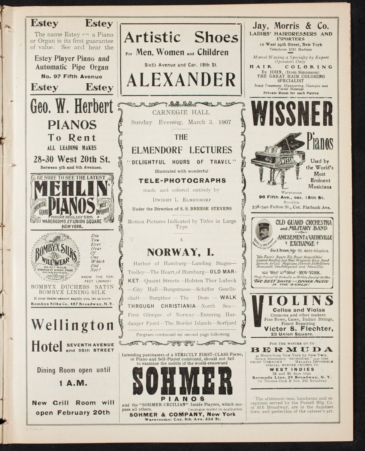 Elmendorf Lecture: Norway, March 3, 1907, program page 5