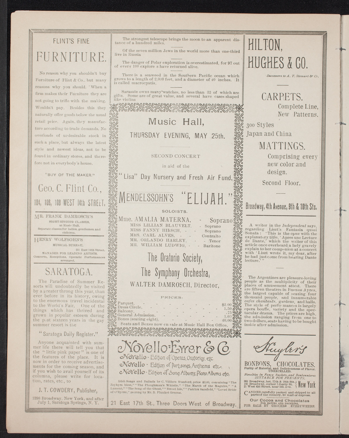 Amalia Materna/ New York Symphony Orchestra, May 24, 1893, program page 6