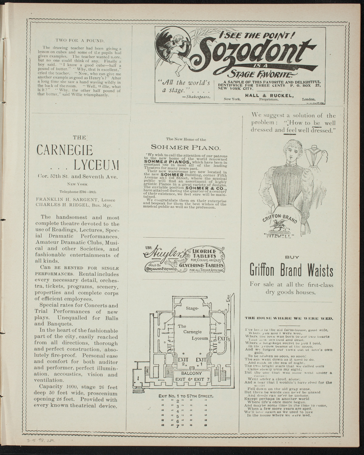 Comparative Literature Society Saturday Morning Conference, March 5, 1898, program page 3