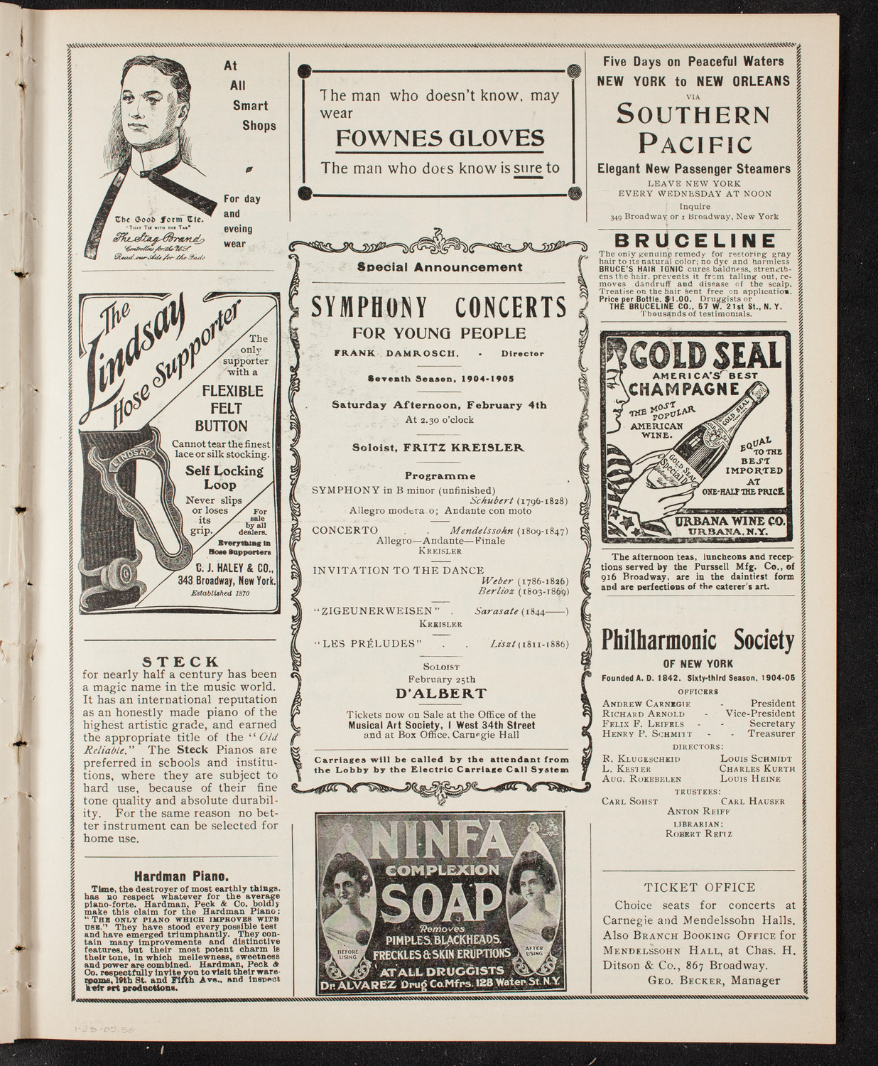 New York Philharmonic, January 28, 1905, program page 9