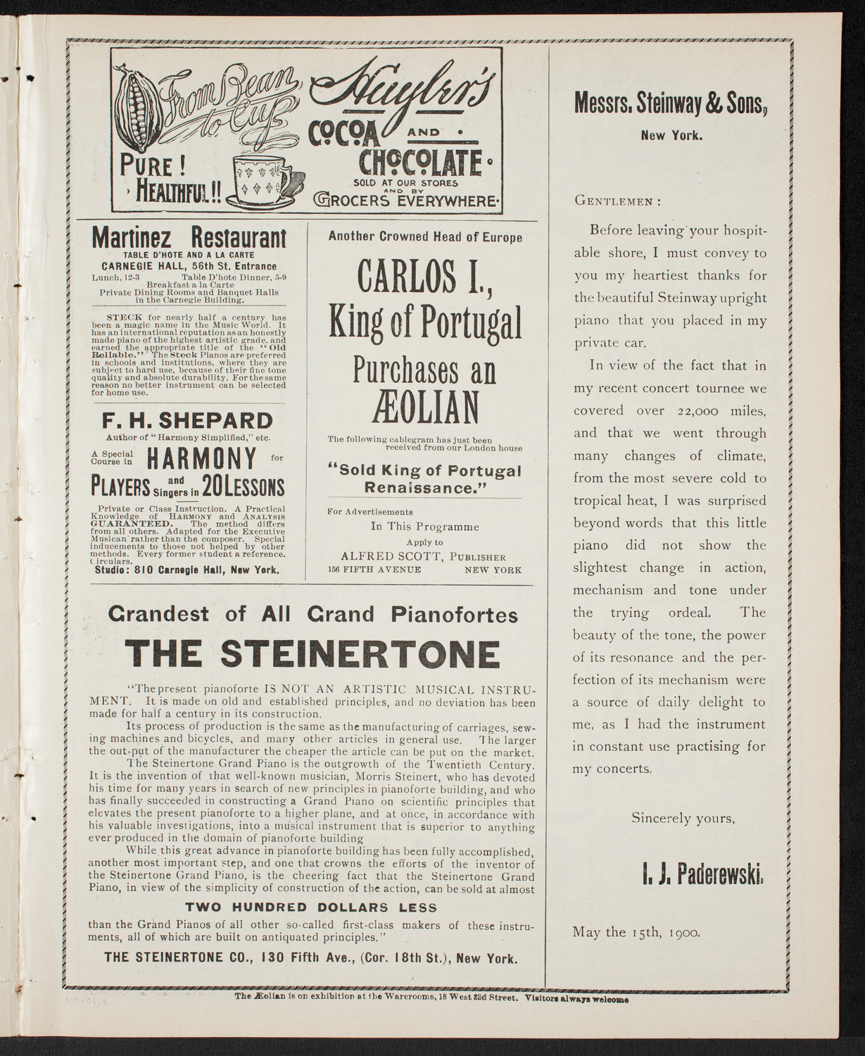 New York Philharmonic, March 9, 1901, program page 5