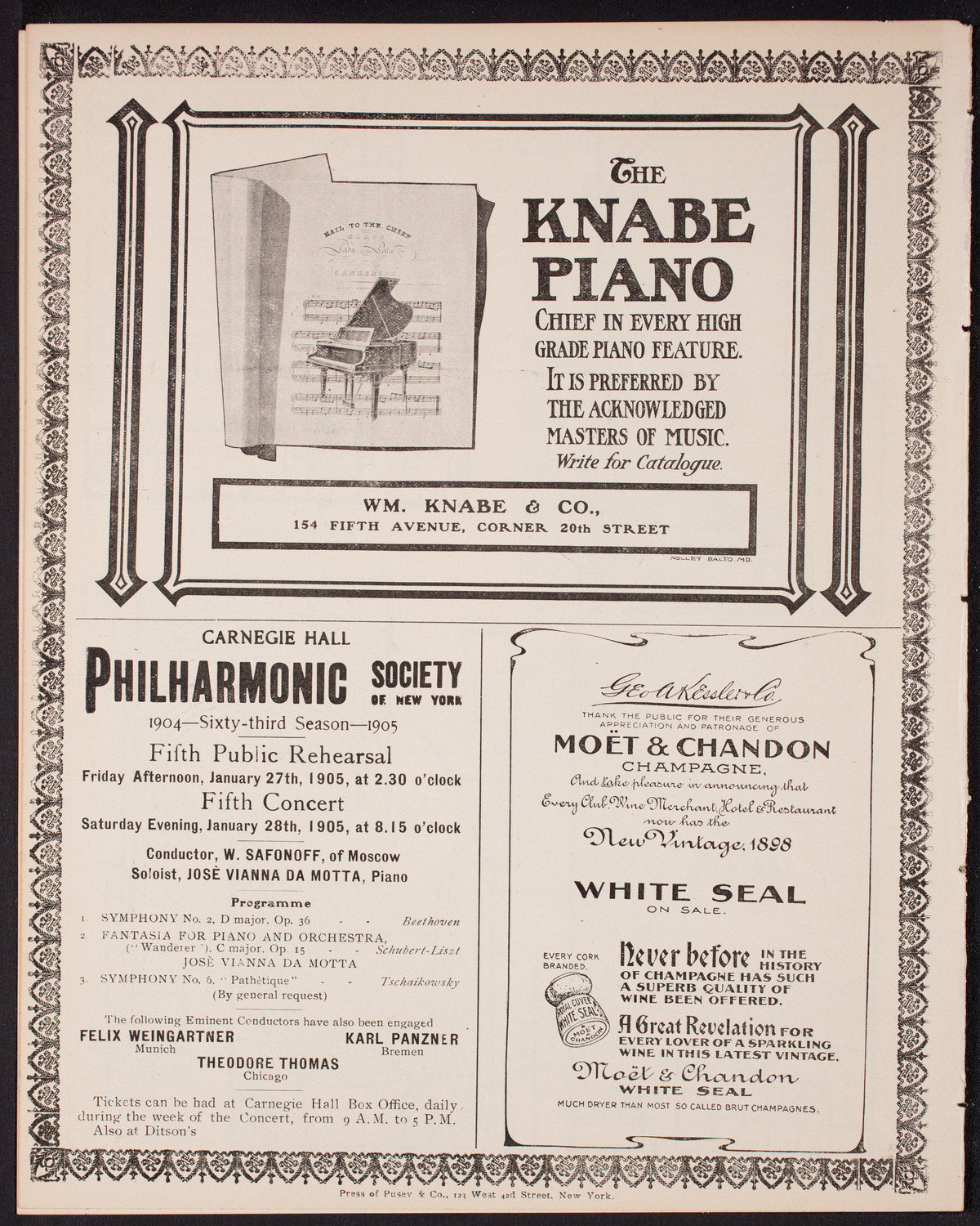 New York Philharmonic, January 6, 1905, program page 12