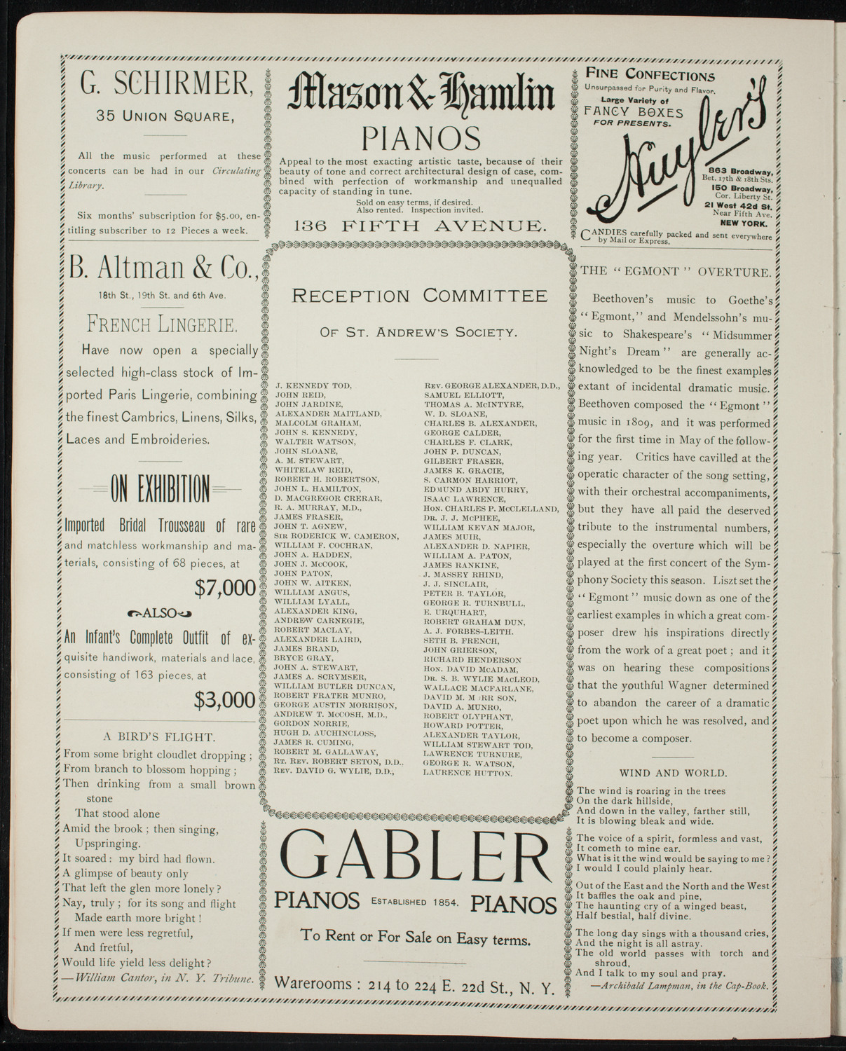 Lecture by Ian Maclaren (Rev. John Watson), October 13, 1896, program page 6
