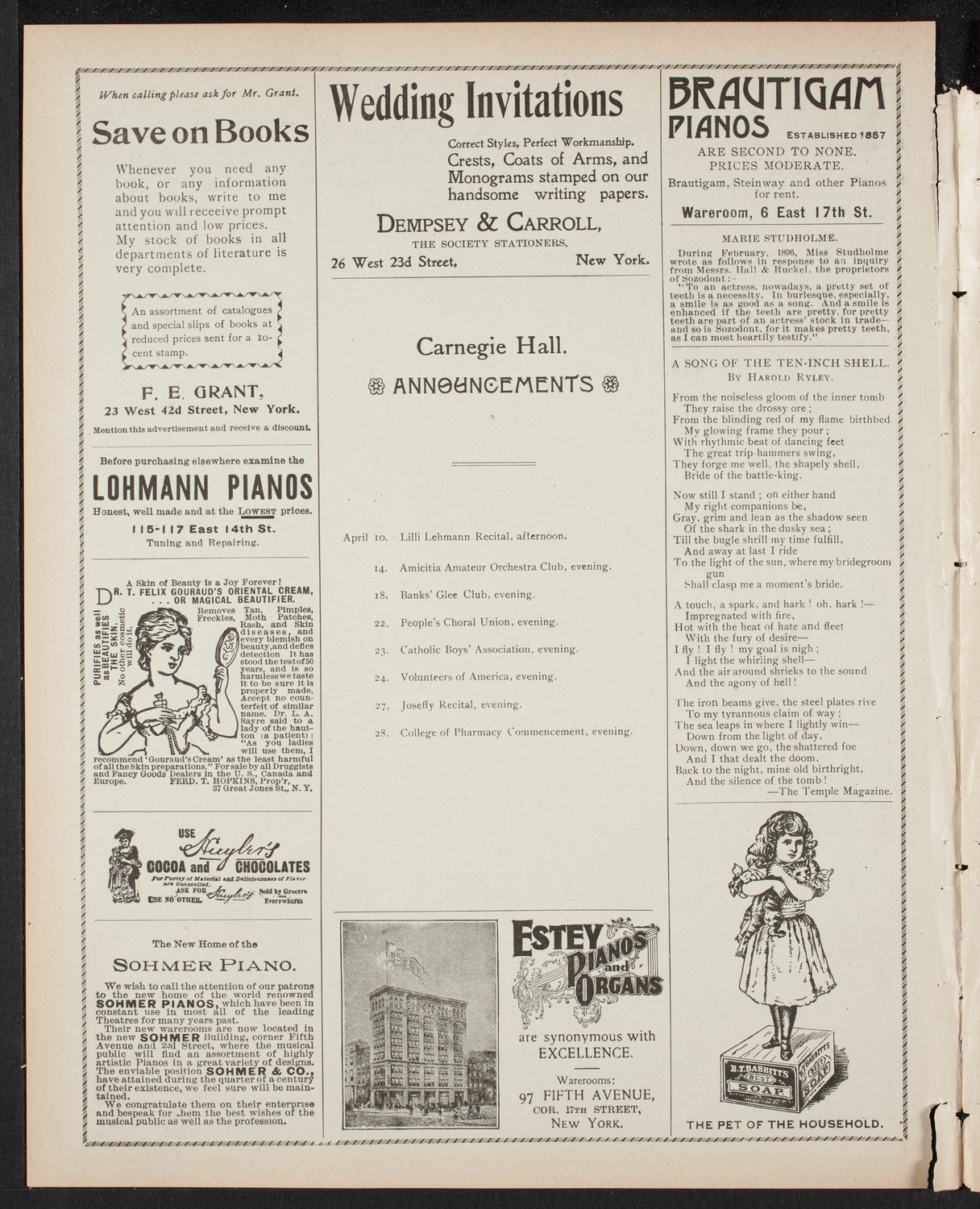 New York Philharmonic, April 8, 1899, program page 2