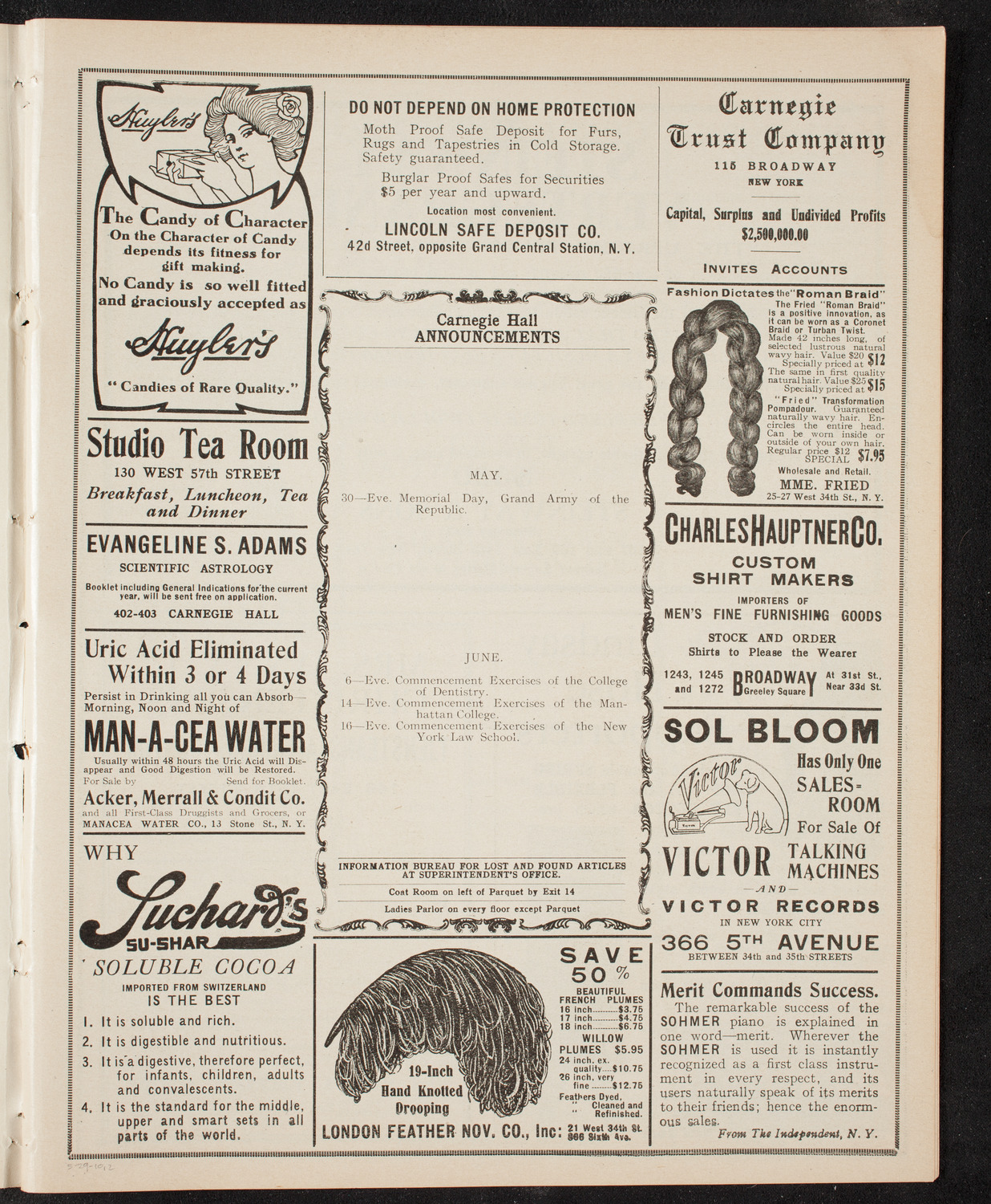 Grand Festival Concert of the American Union of Swedish Singers, May 29, 1910, program page 3