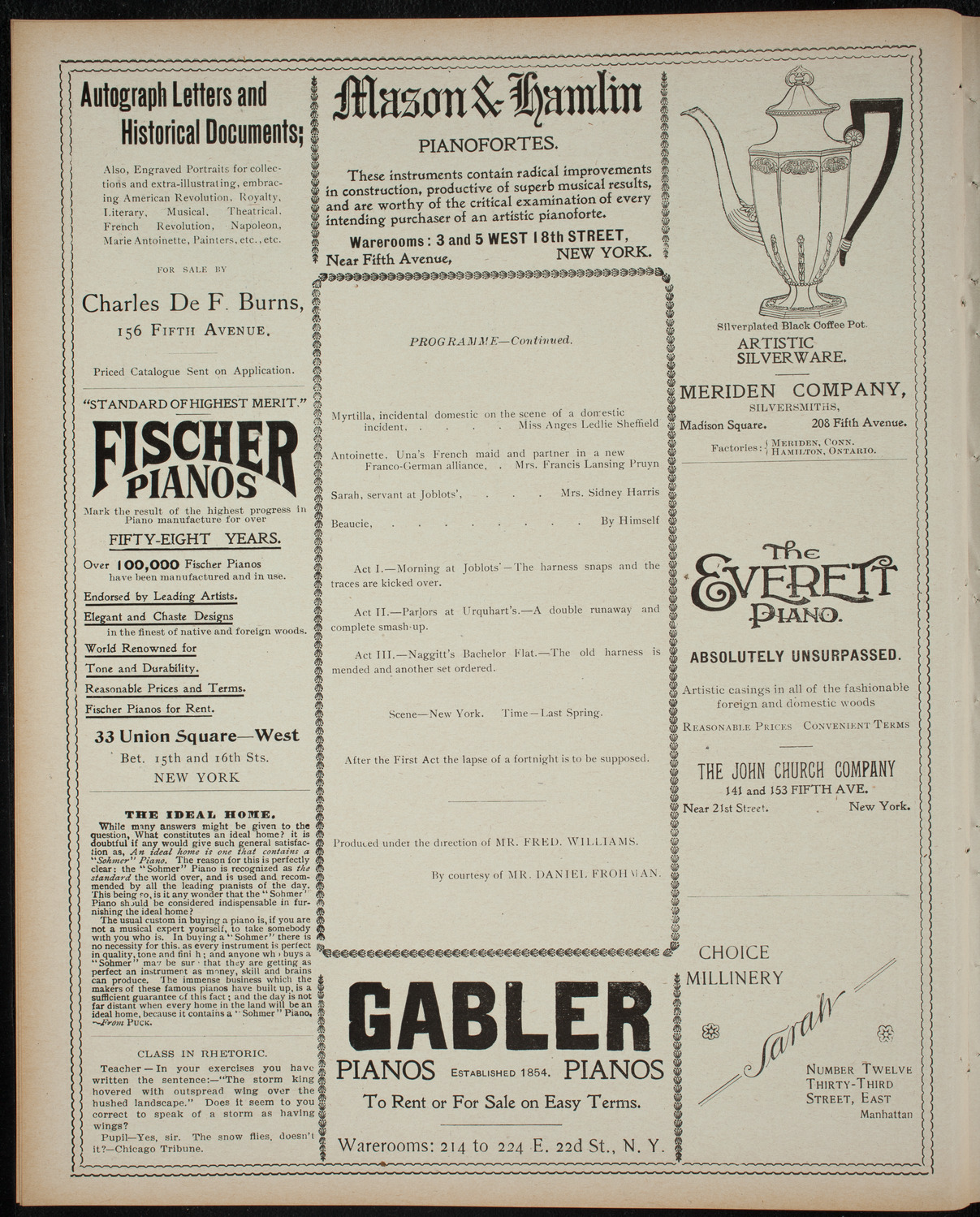 Amateur Comedy Club, December 16, 1898, program page 6