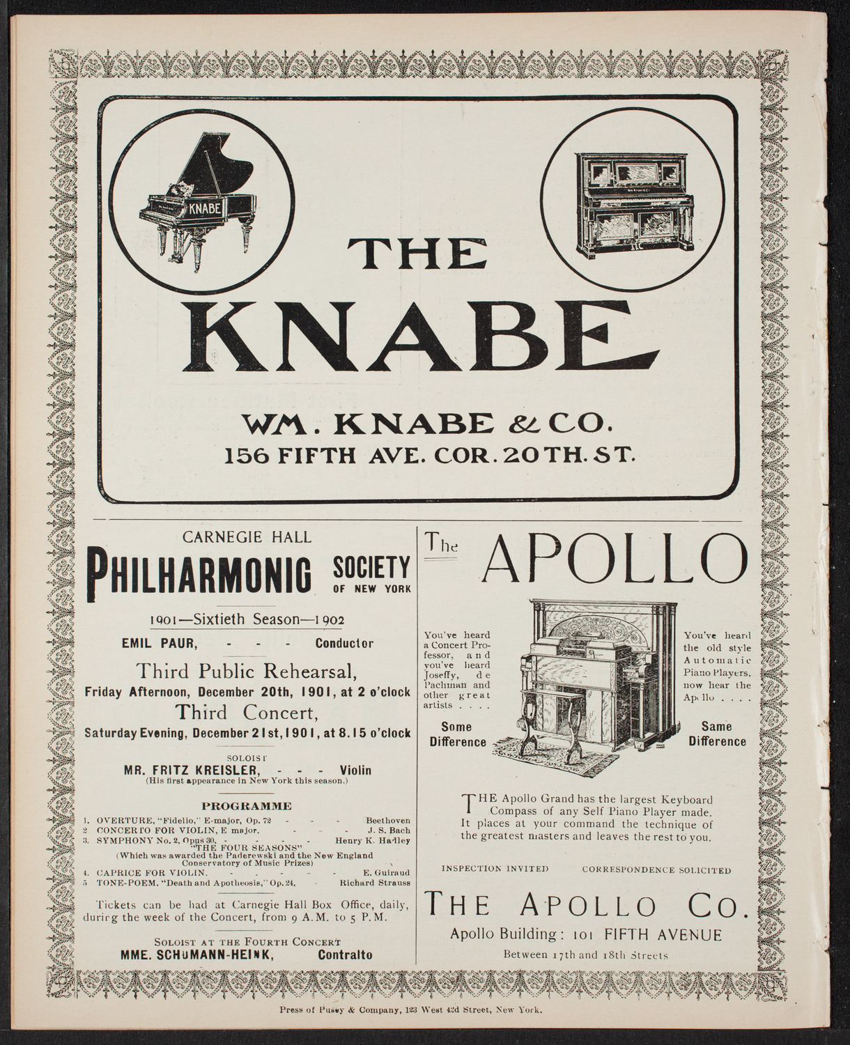 New York Philharmonic, December 6, 1901, program page 10