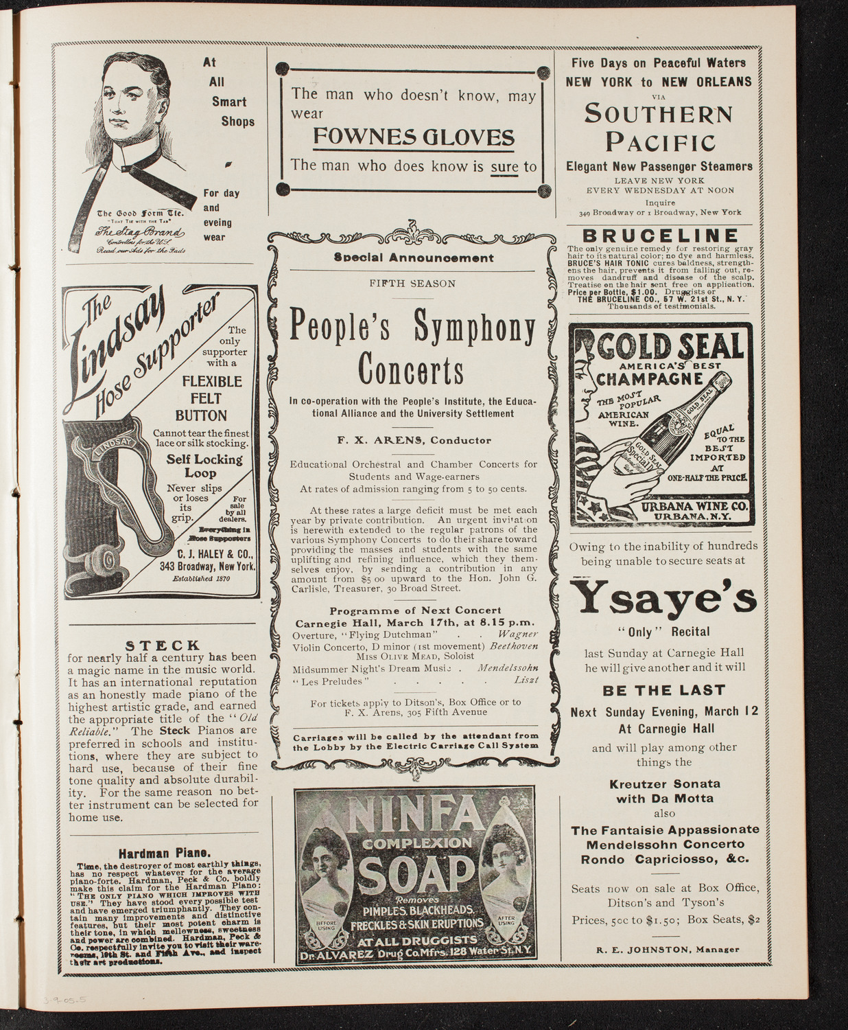 Musical Art Society of New York, March 9, 1905, program page 9