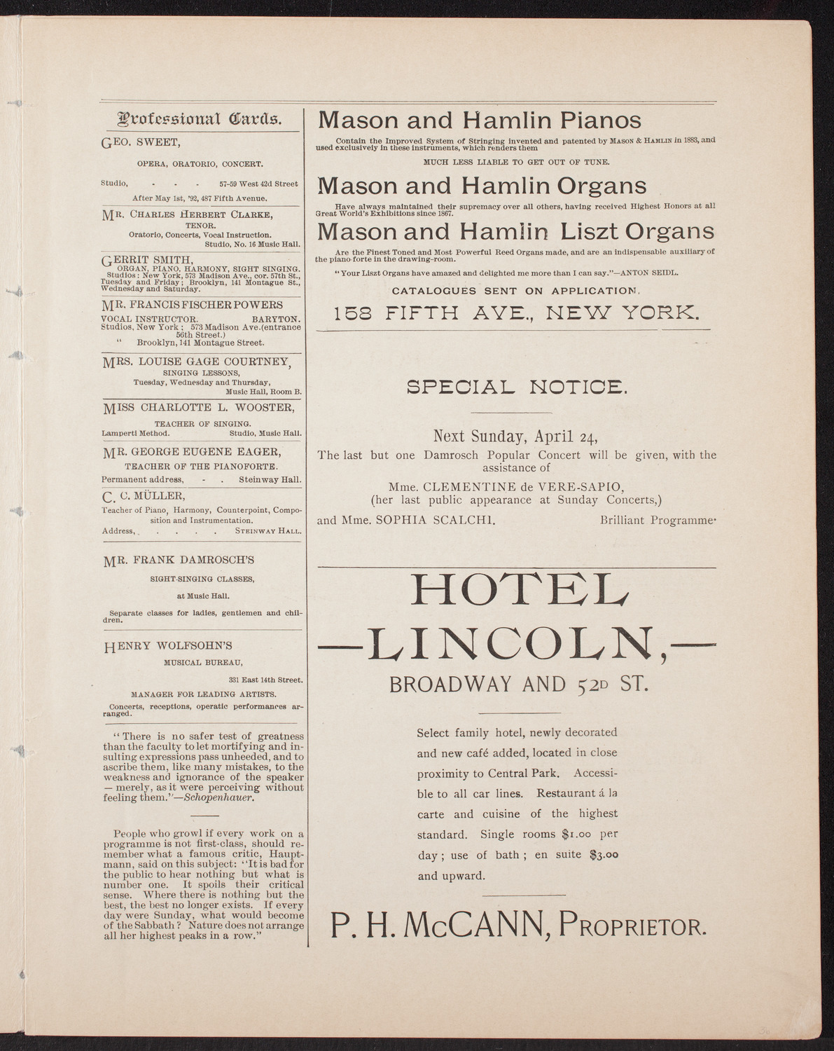 David Bimberg, April 20, 1892, program page 5