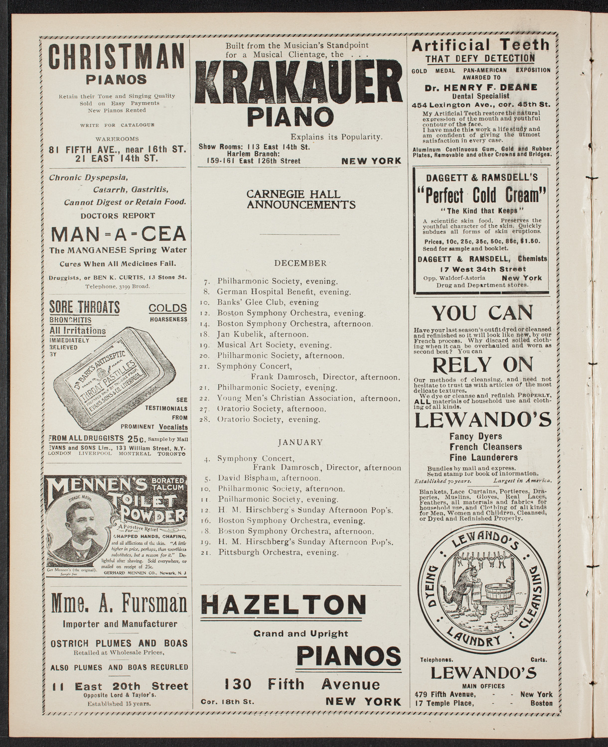 Jan Kubelik, Violin, with Jessie Shay, Piano, December 7, 1901, program page 2