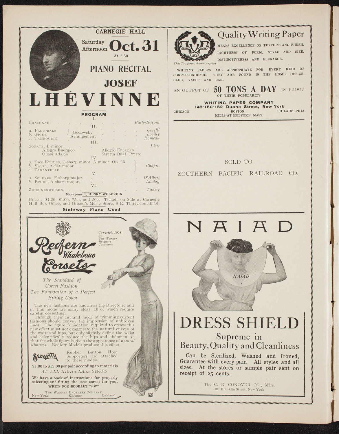 Philadelphia Orchestra, October 19, 1908, program page 2