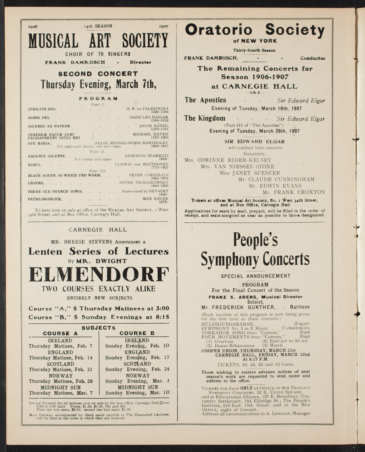 Elmendorf Lecture: England, February 14, 1907, program page 10