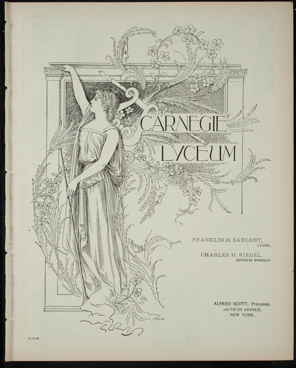 Isis League of Music and Drama Student Production, November 15, 1898, program page 1