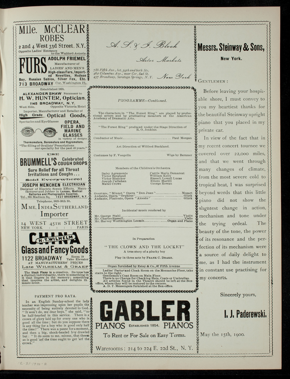 The Children's Theatre, December 31, 1900, program page 3