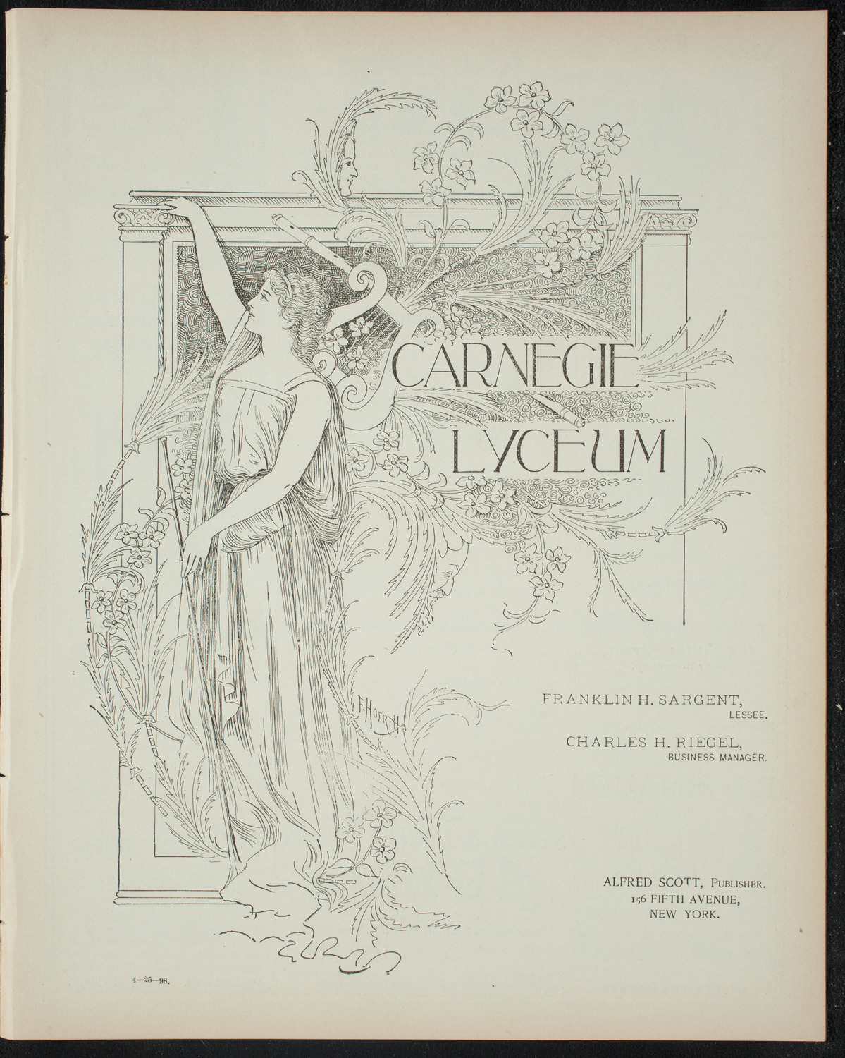 Cercle Choral et Dramatique Francais "La Cigale", April 25, 1898, program page 1