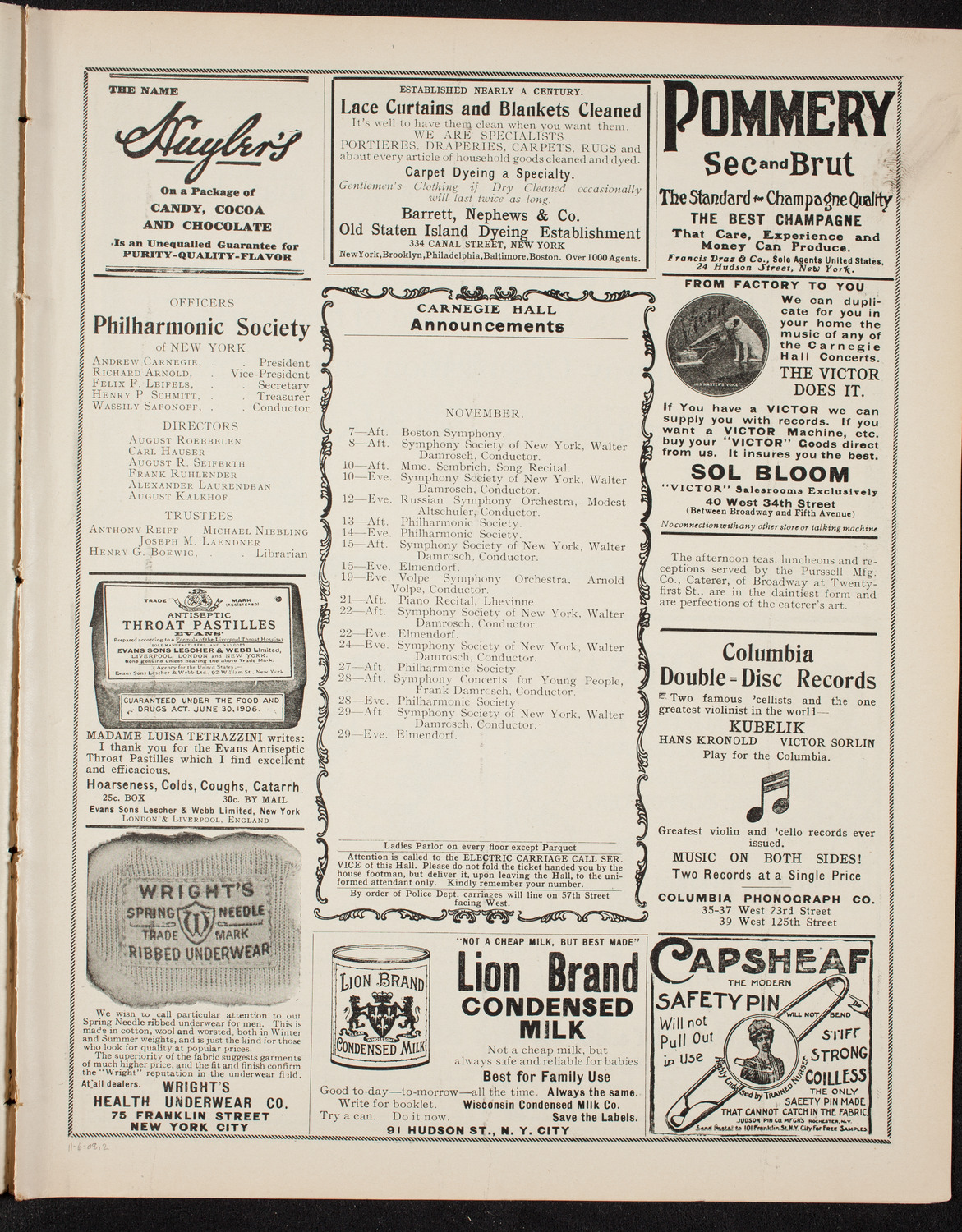 People's Symphony Concert, November 6, 1908, program page 3