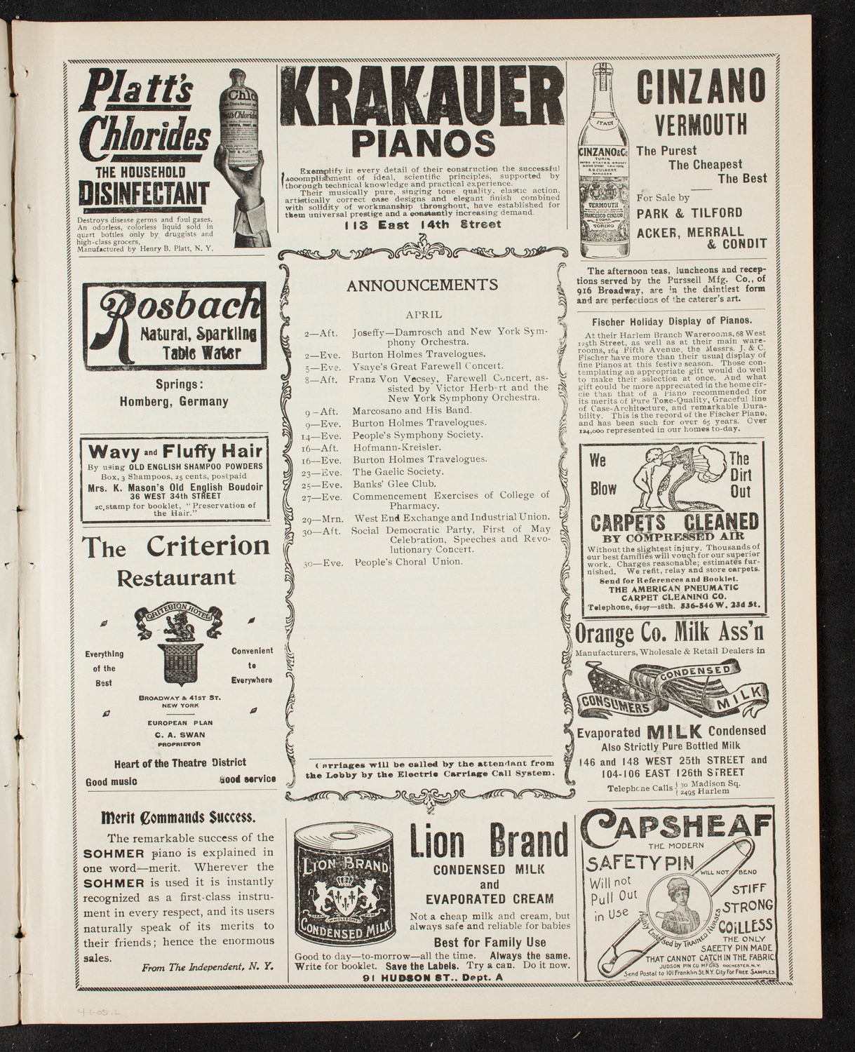 Russian Symphony Society of New York, April 1, 1905, program page 3