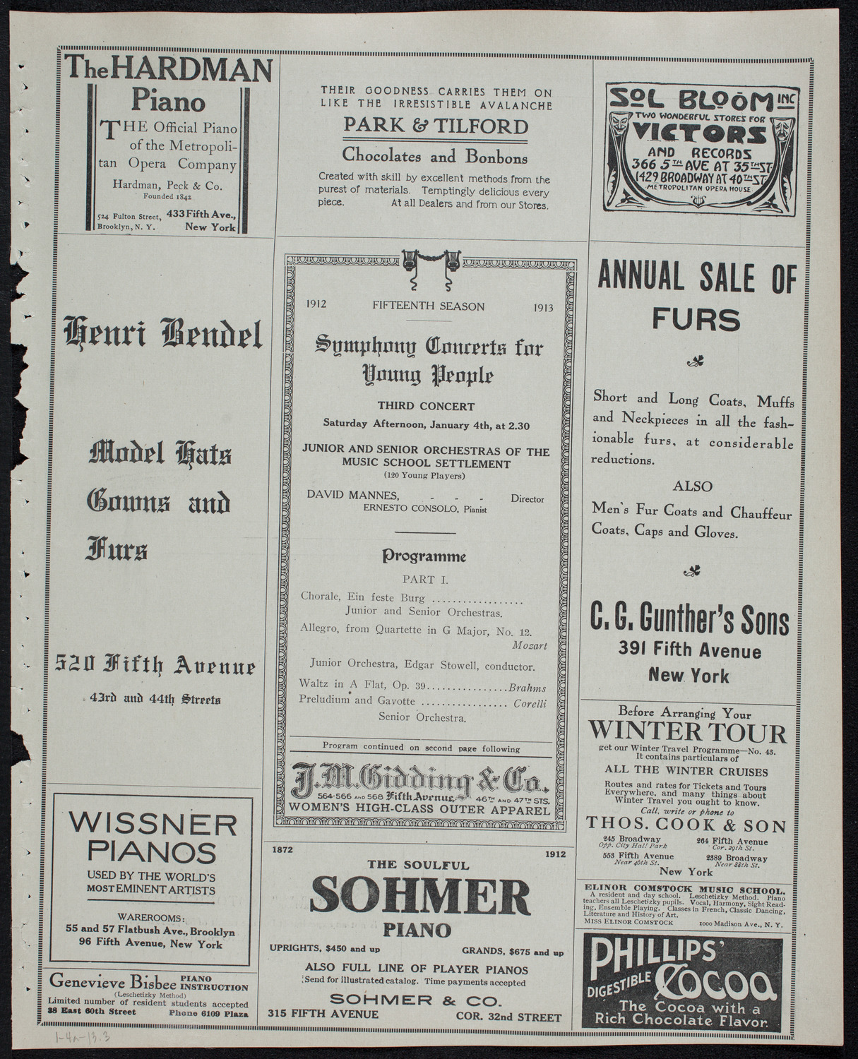 Symphony Concert for Young People: Junior and Senior Orchestras of the Music School Settlement, January 4, 1913, program page 5