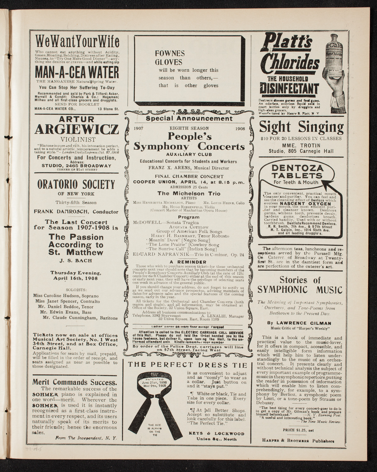 Goethe Festival Faust Centenary, April 2, 1908, program page 9