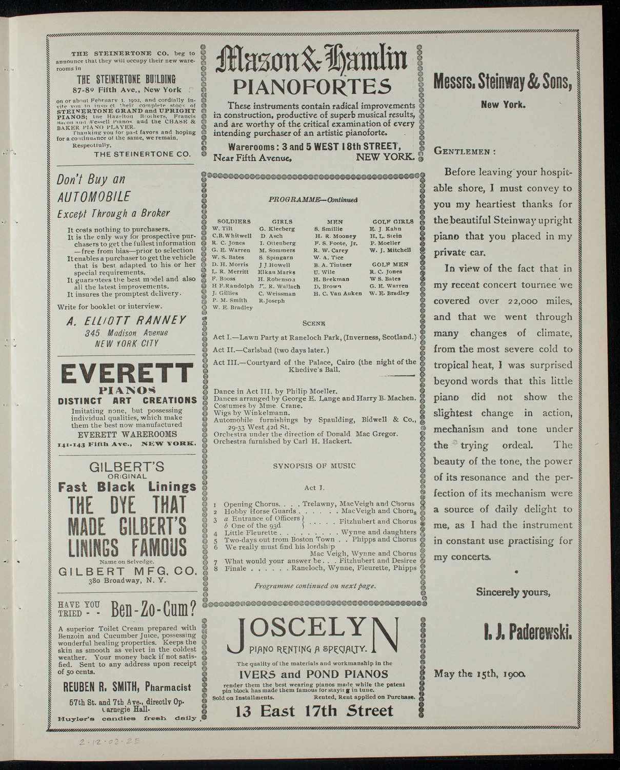 Columbia University Varsity Show, February 12, 1902, program page 3