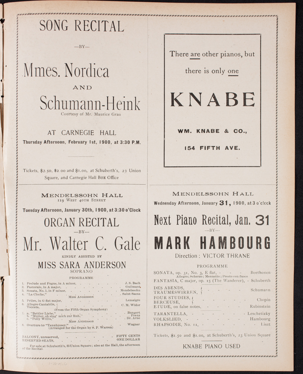 New York Philharmonic, January 26, 1900, program page 11