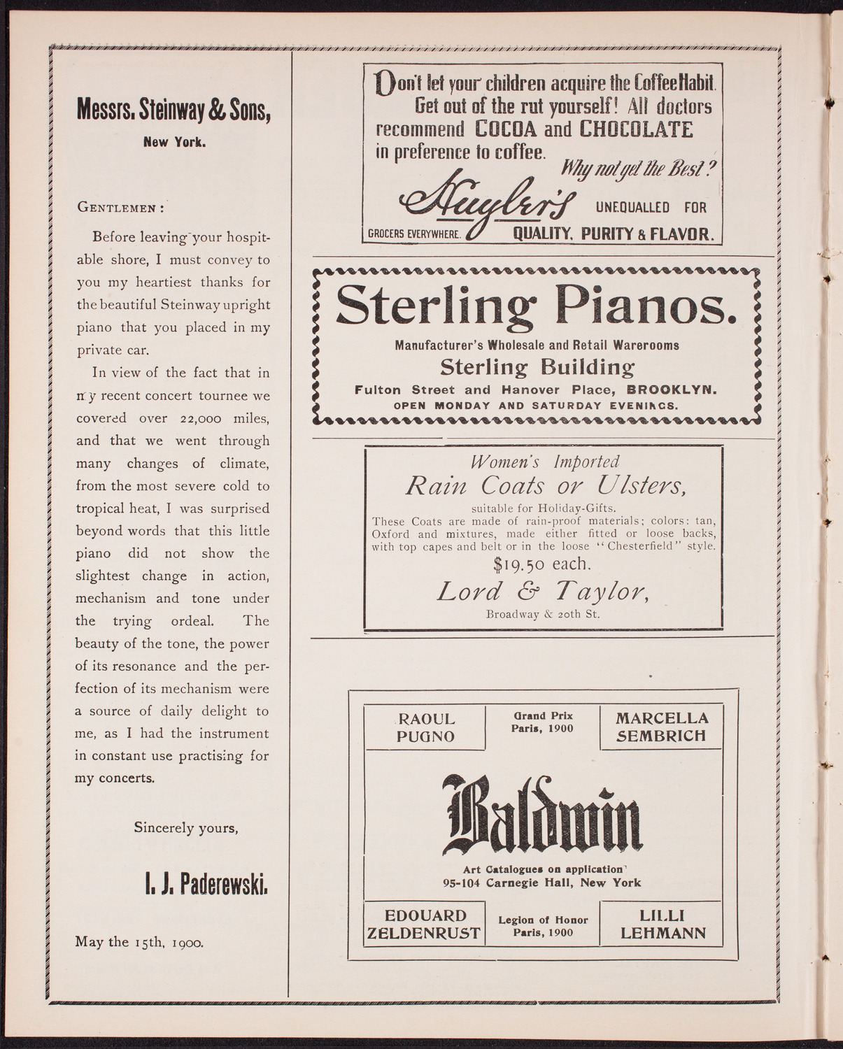 Wetzler Symphony Orchestra, January 3, 1903, program page 4