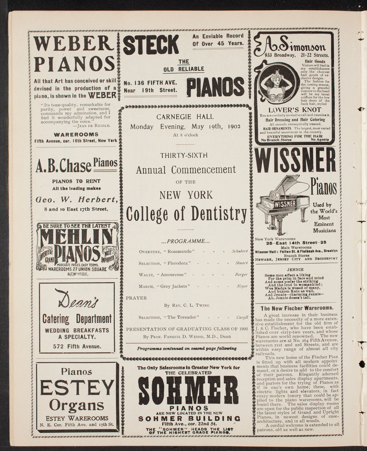 Graduation: New York College of Dentistry, May 19, 1902, program page 6