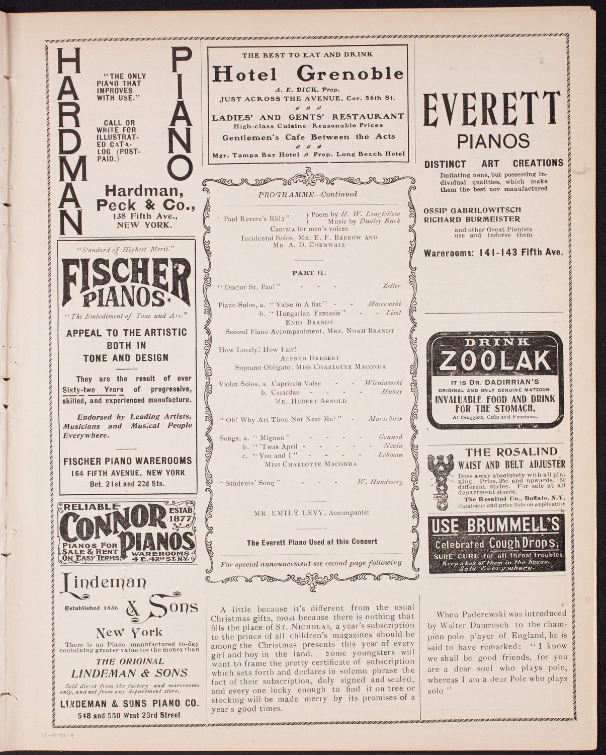 New York Banks' Glee Club, December 4, 1902, program page 7