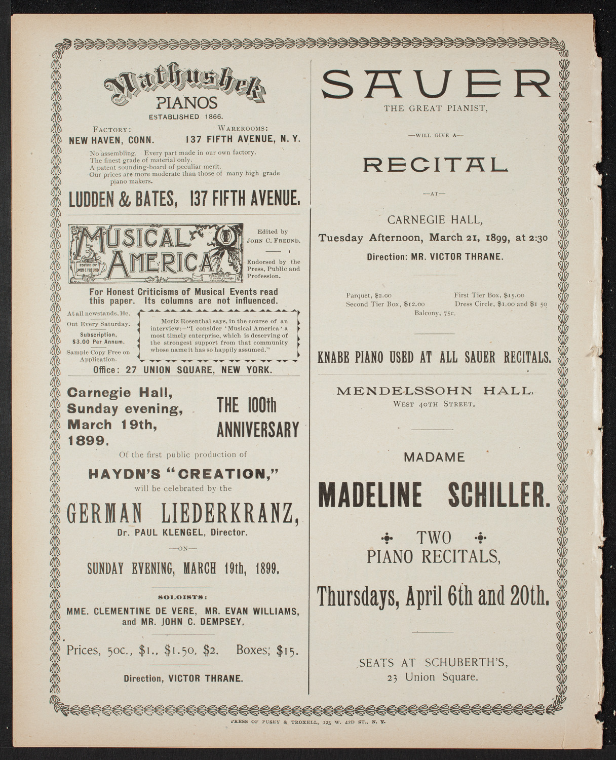 New York Philharmonic, March 17, 1899, program page 8