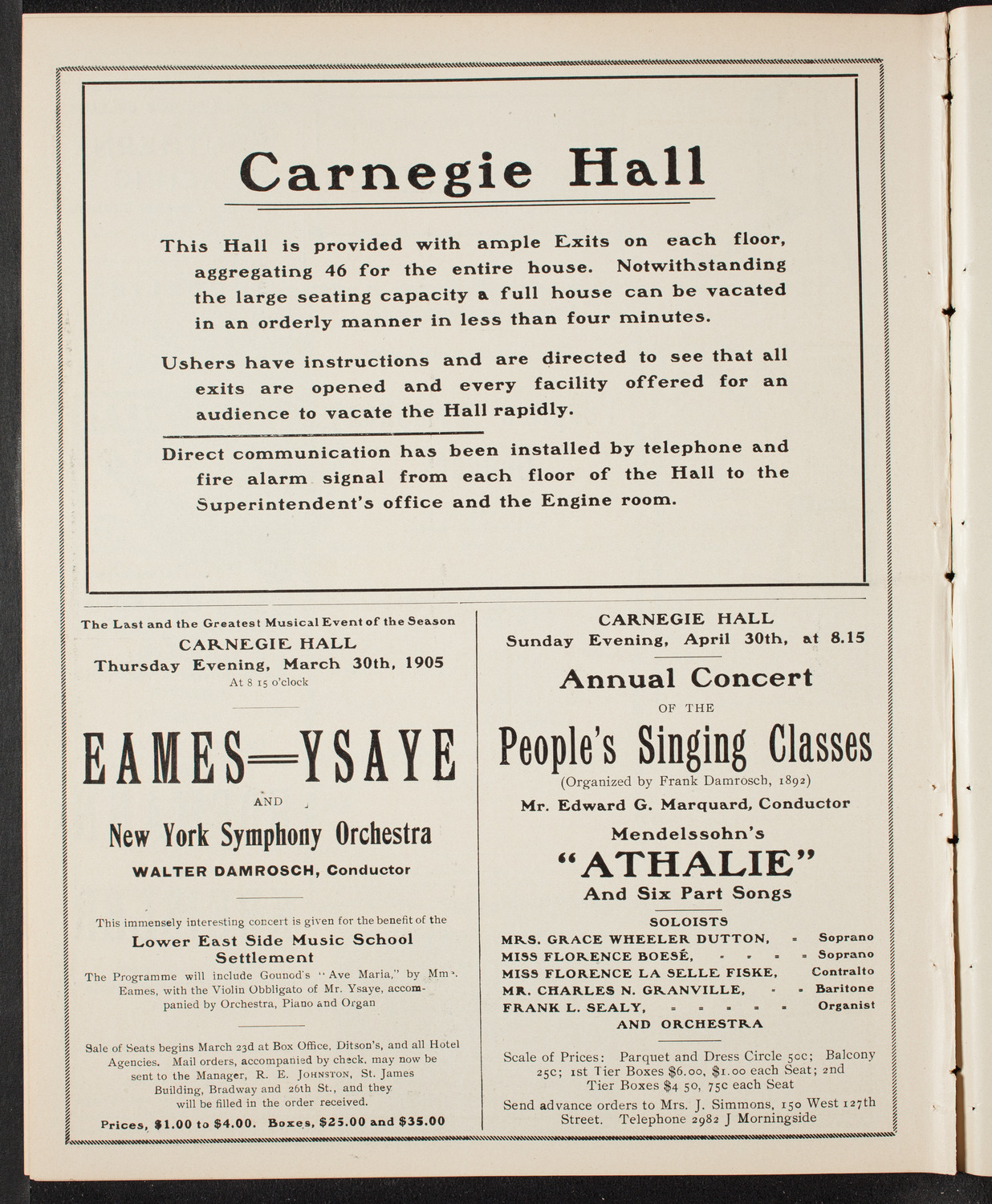 People's Choral Union, March 20, 1905, program page 10