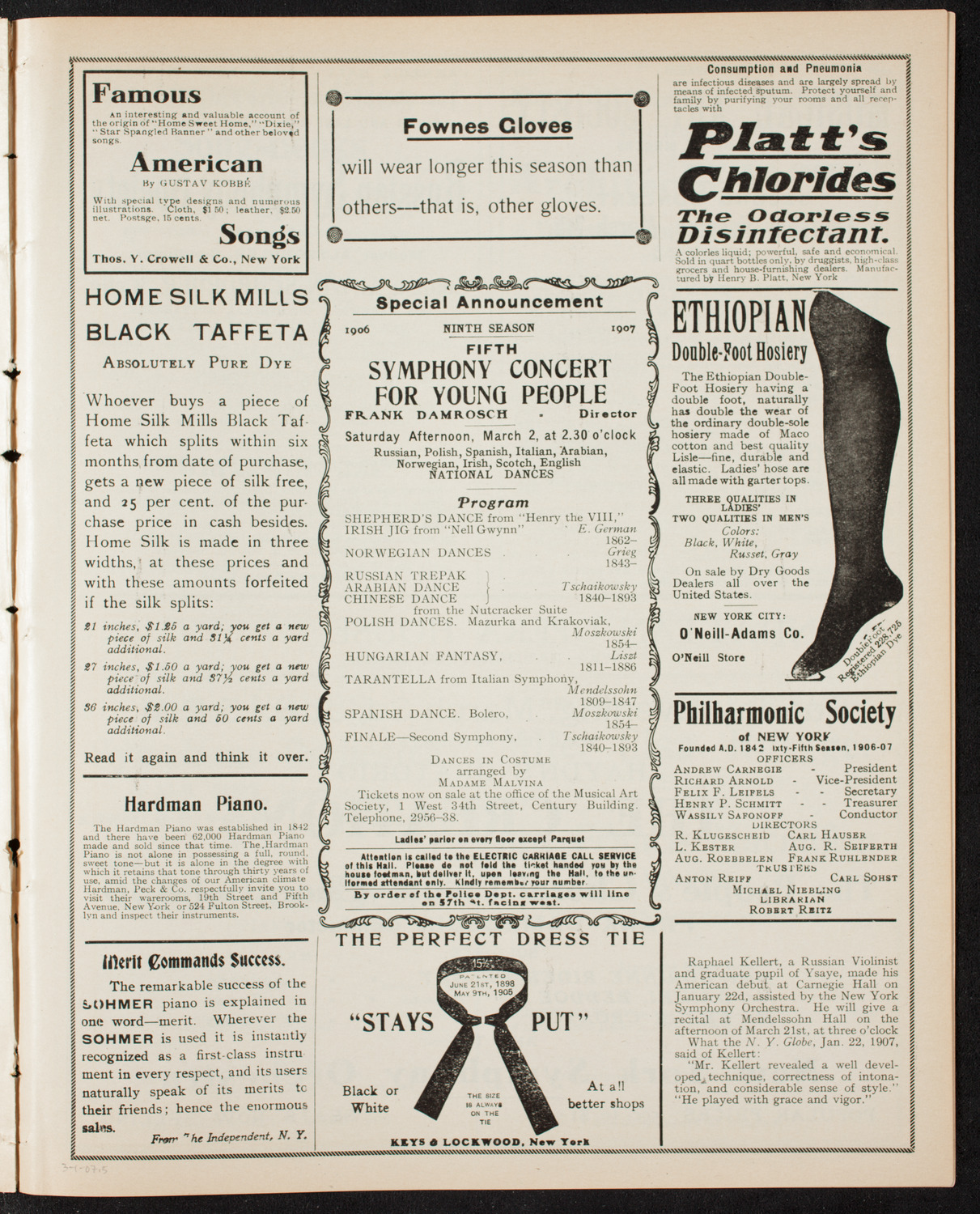 New York Philharmonic, March 1, 1907, program page 9