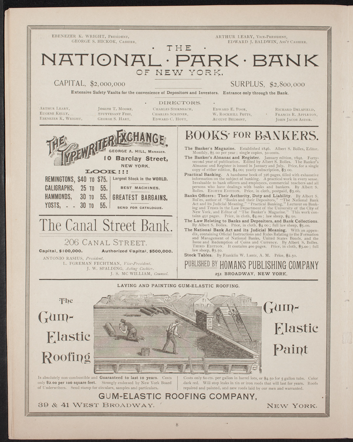 New York Banks' Glee Club, February 21, 1893, program page 8