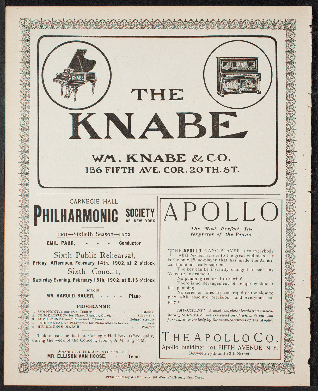 New York Philharmonic, January 31, 1902, program page 10