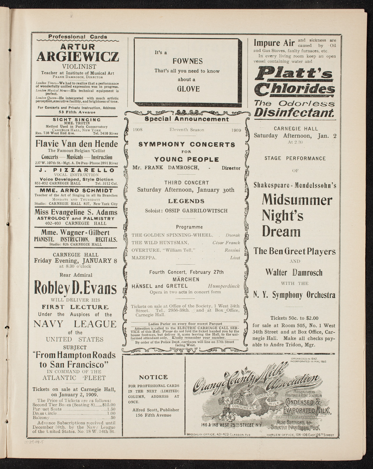 Oratorio Society of New York, December 29, 1908, program page 9