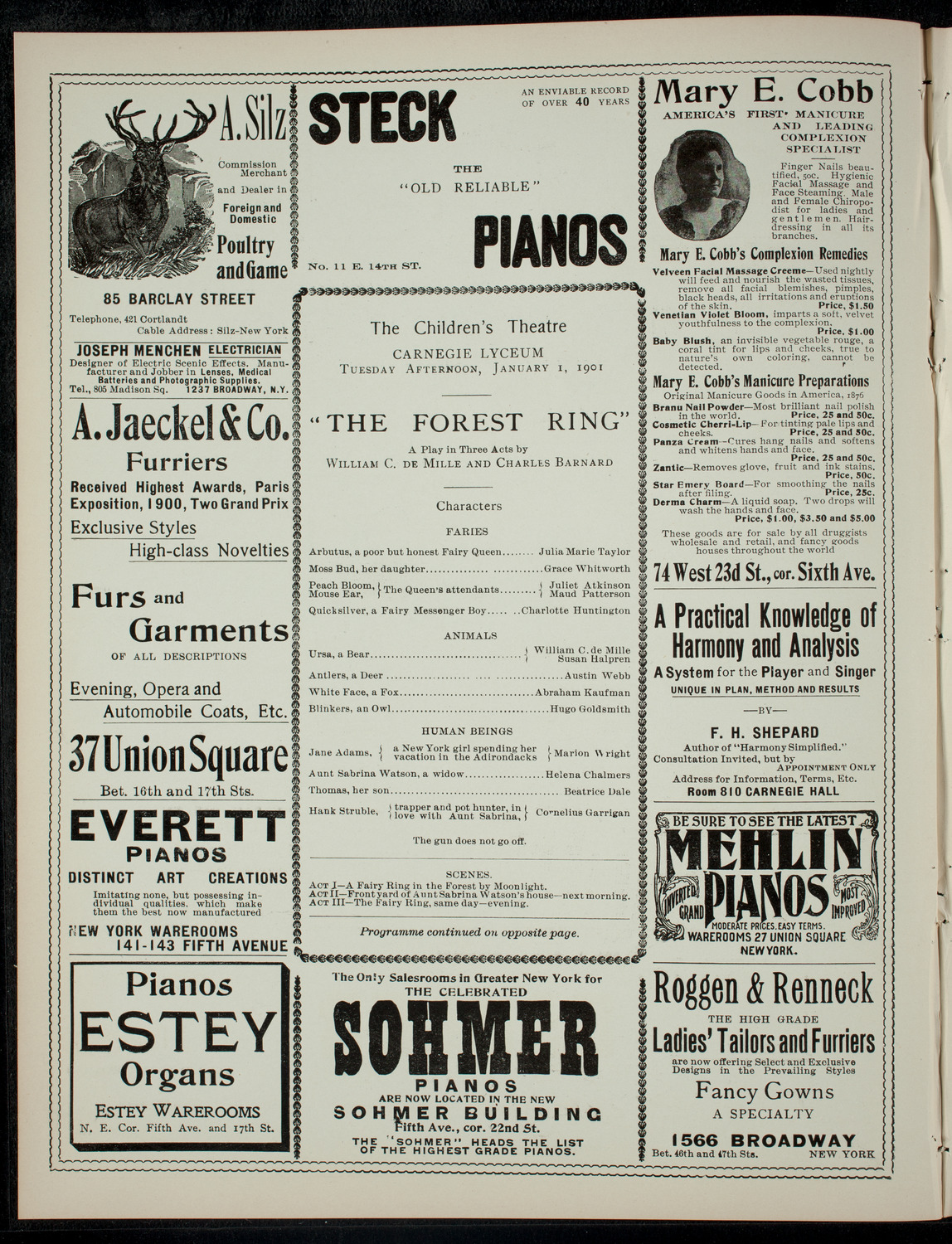 The Children's Theatre, January 1, 1901, program page 2